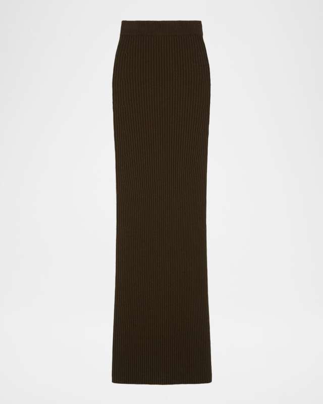 Ribbed Wool-Cashmere Maxi Pencil Skirt